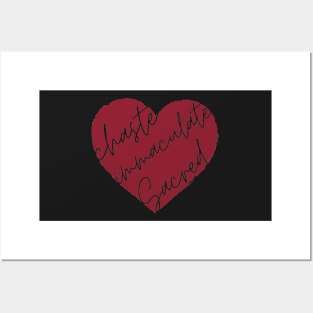 3 Hearts - Joseph, Mary, Jesus (Red) Posters and Art